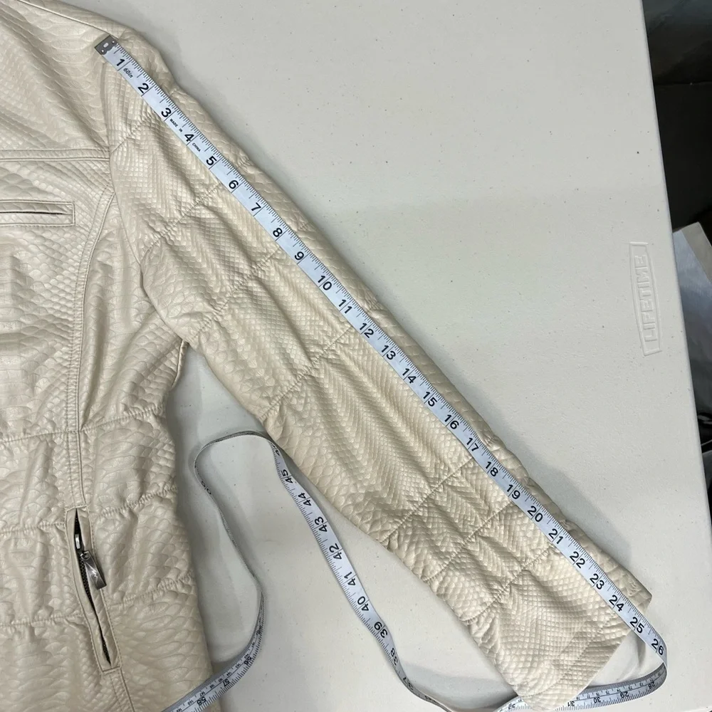 Montanaco Croc Embossed‎ Metallic Cream Moto Jacket Size M